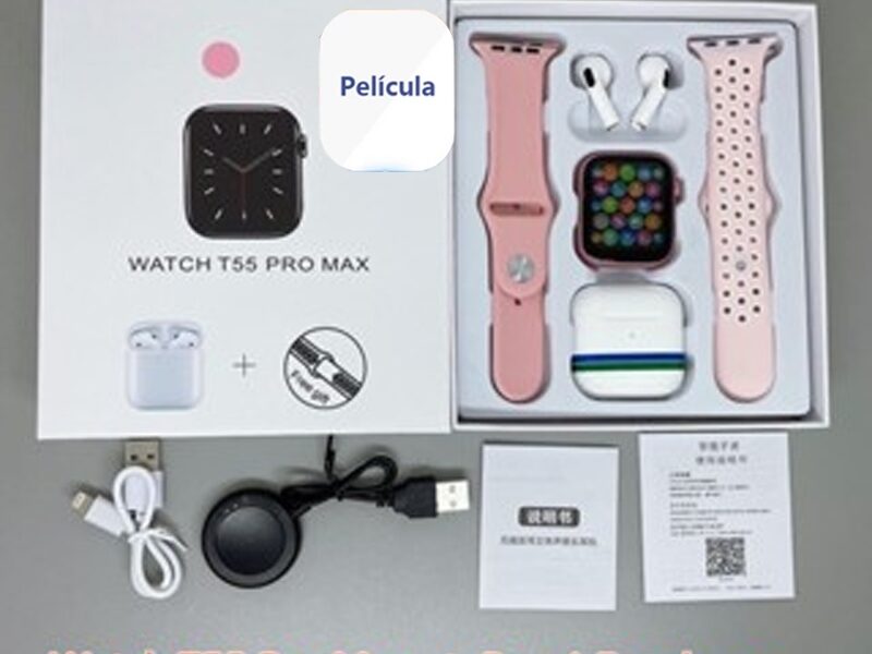 T55 Pro Max Smart Watch Com 4 Earbuds Set Hot-sale 2 Alças Bluetooth Chamada De Papel De Parede Personalizado