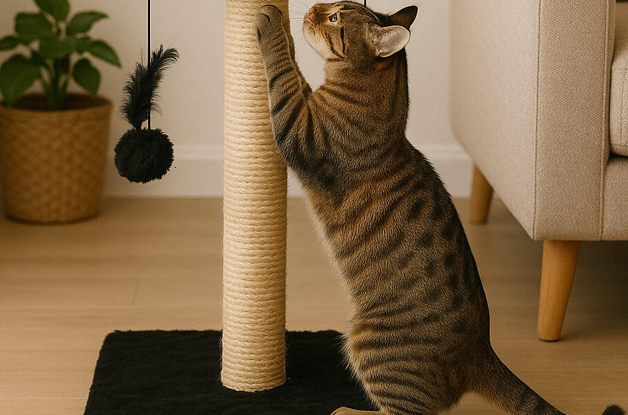 Arranhador Para Gatos Pet Poste Sisal Brinquedo Com Bolinha Pena Duas Bases