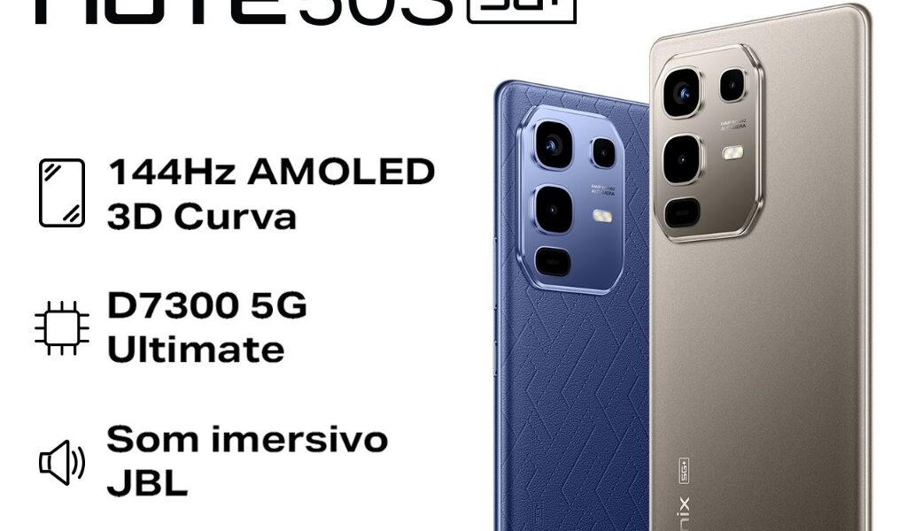 Infinix Note 50S 5G 256GB/8GB RAM, Processador Dimensity 7300 Ultimate, Câmera 64MP, Bateria 5200mAh Versão Global