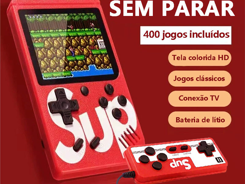 Mini 400 jogos Nintendo, vídeo portátil, jogos clássicos retro, com controle para 2 pessoas