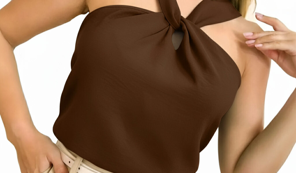 Blusa Frente Única Duna Feminina Gola Transpassada Elegante Regata Estilosa Verão