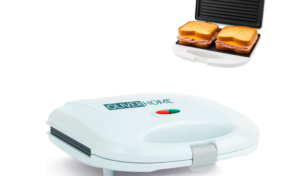 Sanduicheira Elétrica e Grill Família 2 em 1 - Inox antiaderente - 750W OliverHome