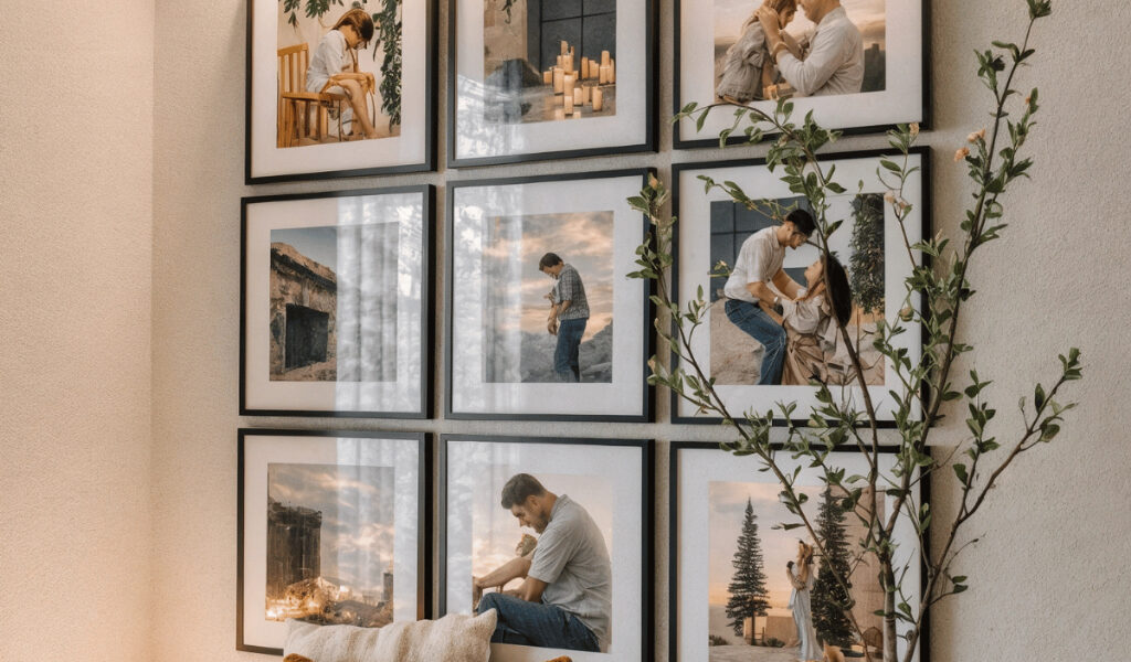 Kit 9 Quadros Fotos Decorativas Parede Sala Quarto Paspatur e Vidro Acrilico de Alta Qualidade.