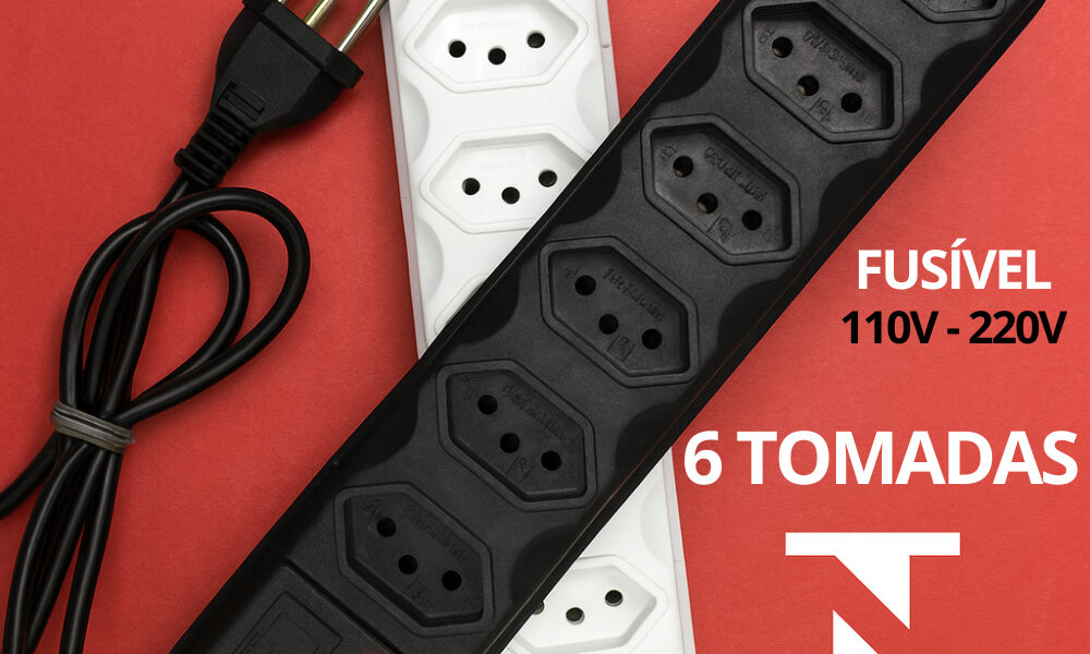 FILTRO DE LINHA RÉGUA DE TOMADAS 6, 5, 4 e 3 tomadas tripolar 10 Amperes com fusível Extensão