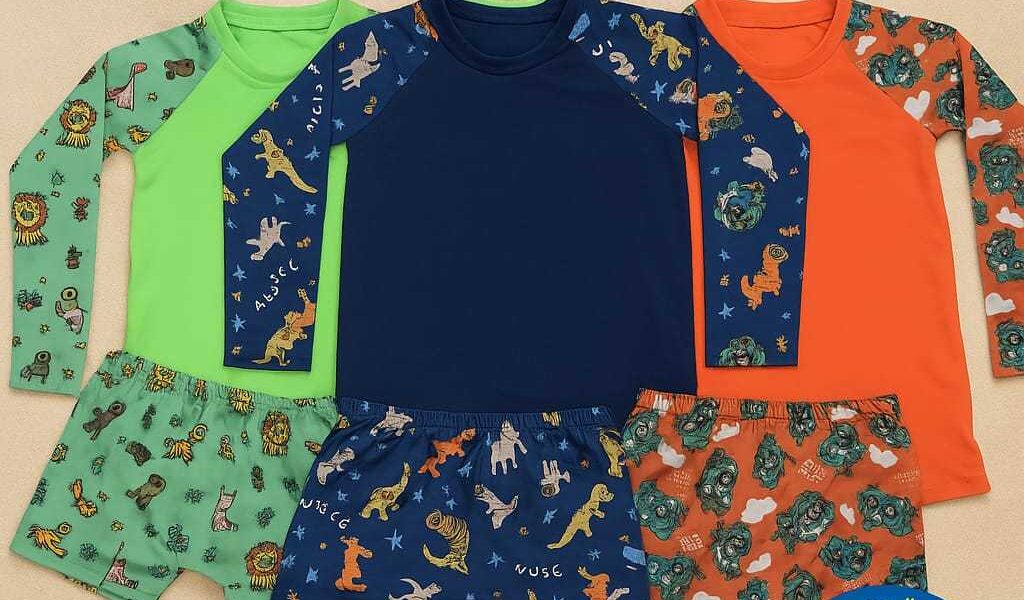 Conjunto Infantil Menino Camisa UV Manga Longa + Sunga Boxer para Praia/Piscina