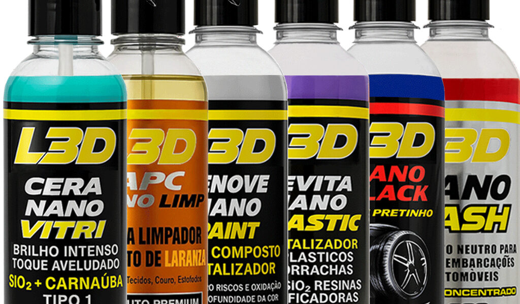 Kit Lavagem Automotiva L3D Com 6 Produtos Facil Aplicação Espelhamento e Proteção