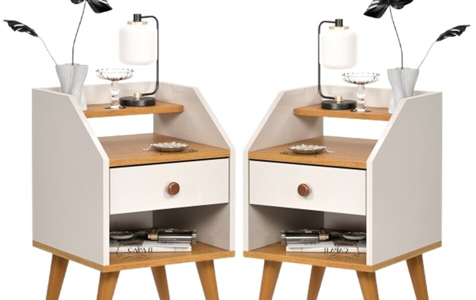 Kit 2 Mesa de Cabeceira para Quarto Charme Retrô Várias Cores Apoio de Cama Mesinha