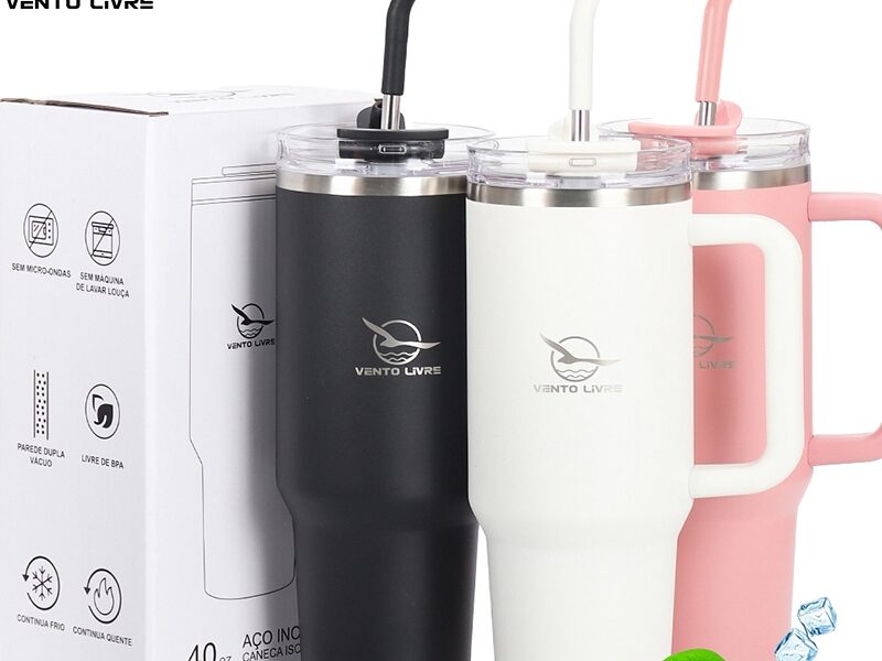 VENTO LIVRE Copo Térmico Inox Portátil 1200ml/1,2L Garrafa Térmica Inoxidável com Tampa e Canudo（Sem brindes 90ml）
