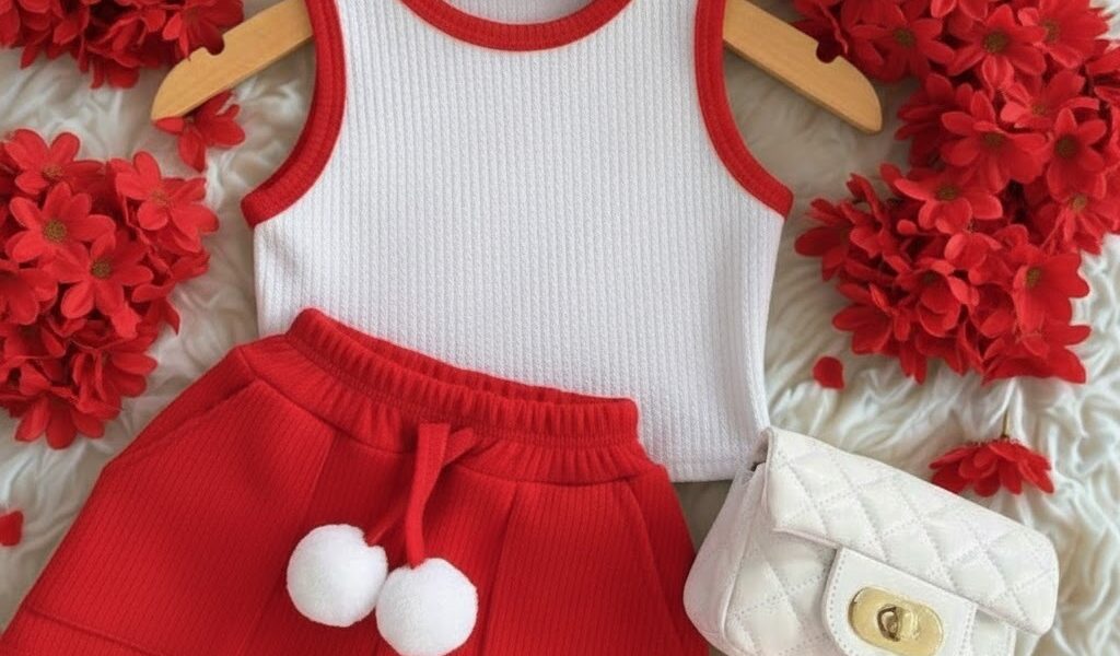 Conjunto Infantil Feminino 2 a 12 Anos Regata Ribana + Short Ana Ruga com PomPom