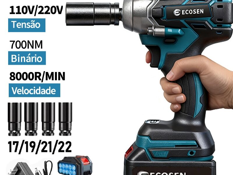 Chave De Impacto Parafusadeira Reforçada Portátil 1/2" 21v Carregador Bivolt