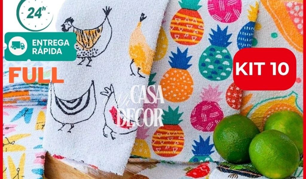 kit 10 Pano de Copa Atoalhado Felpudo Grosso 85% Algodão ENVIO RÁPIDO