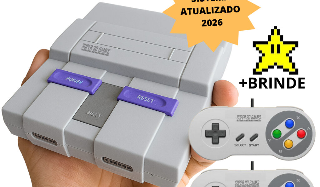 Mini Super Console Retro 150 mil Jogos Clássicos + 2 Controles - Super 3D Games