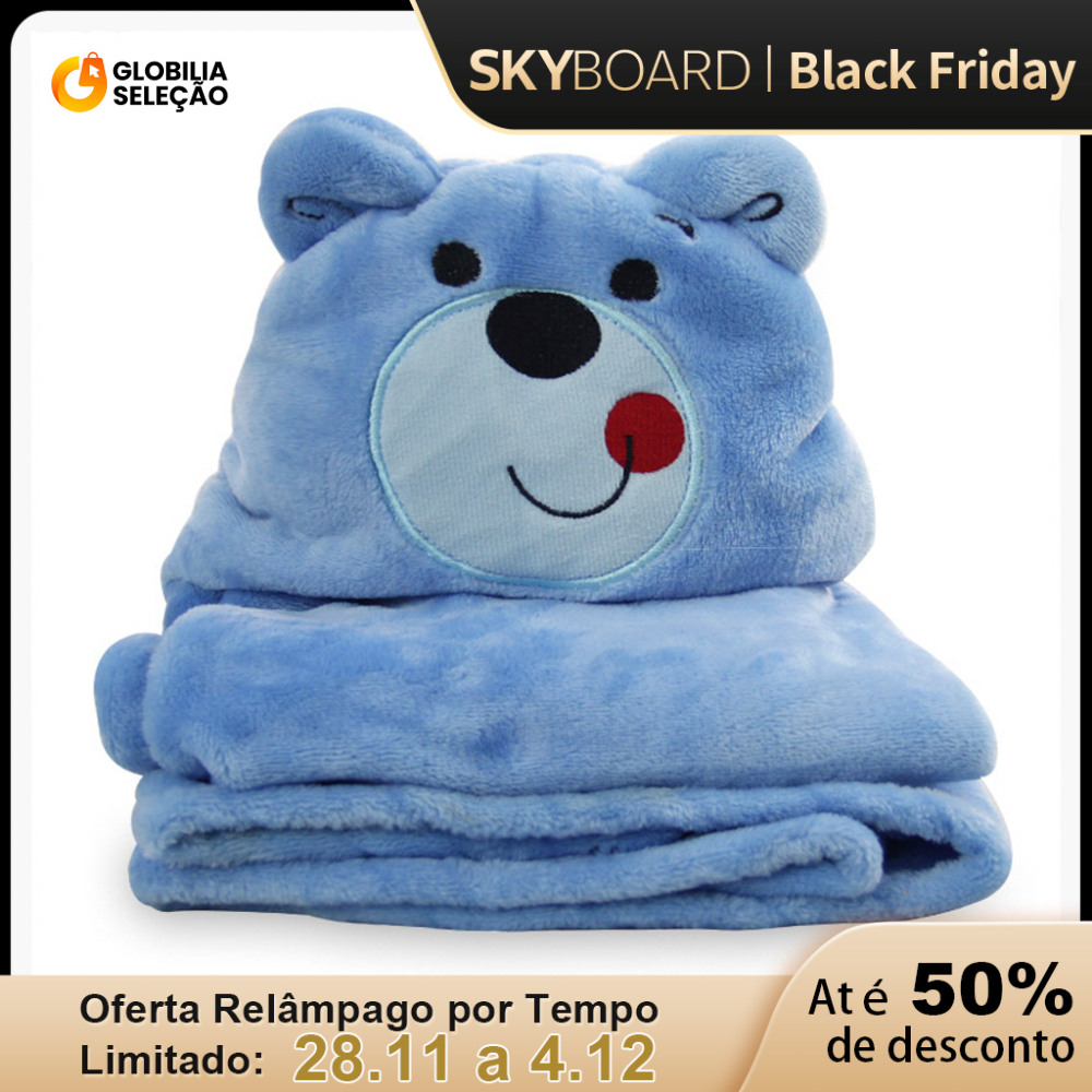 💓Toalha de Banho Bebê Felpuda Capuz Infantil Recém Nascido Com Orelhinha Menino e Menina 95 x 65cm