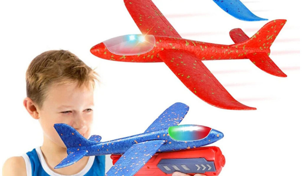 Lançador De Avião Com Luz Planador Brinquedo Infantil