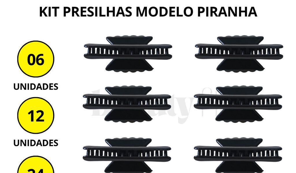 Kit 24 Presilhas Piranha Cabelo Profissional Trissé Acessórios Salão Penteado Acessório Feminino