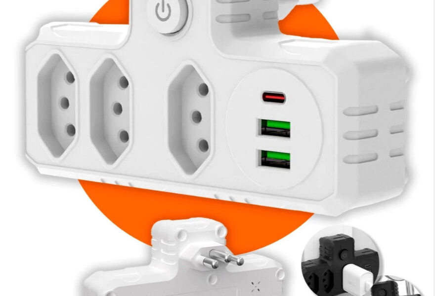 Conector De Extensão Portátil 3 Universal Plug Carregador Rápido 2 Usb 1 Tipe-C Transformador Conversor De Tomada,
