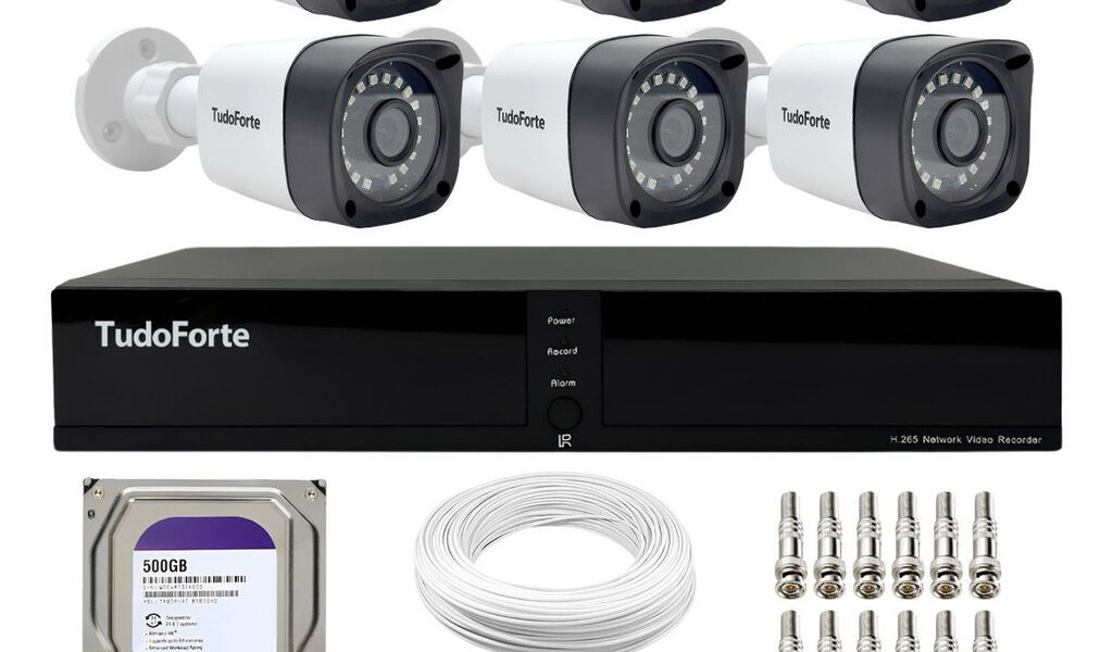 Kit CFTV 6 Câmeras Segurança Full HD DVR 8 Canais Com HD Completo