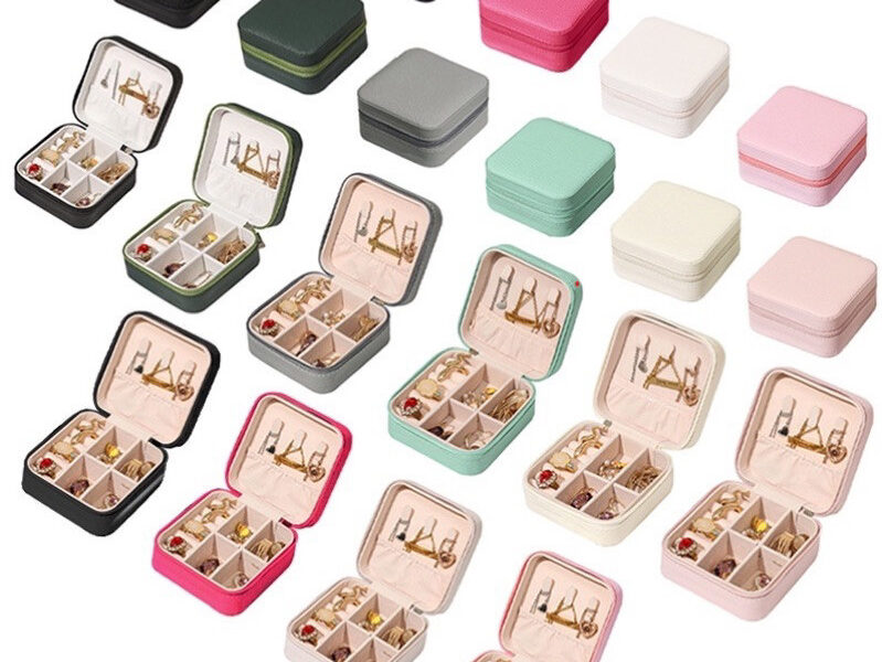 KIT3-6-8 Caixa de armazenamento portátil para joias, colar, brincos, anel, caixa de armazenamento