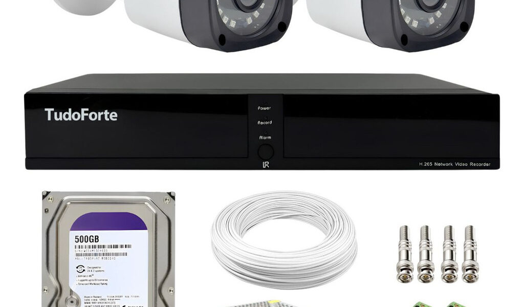 Kit CFTV 2 Câmeras Segurança Full HD DVR 4 Canais Com HD Completo