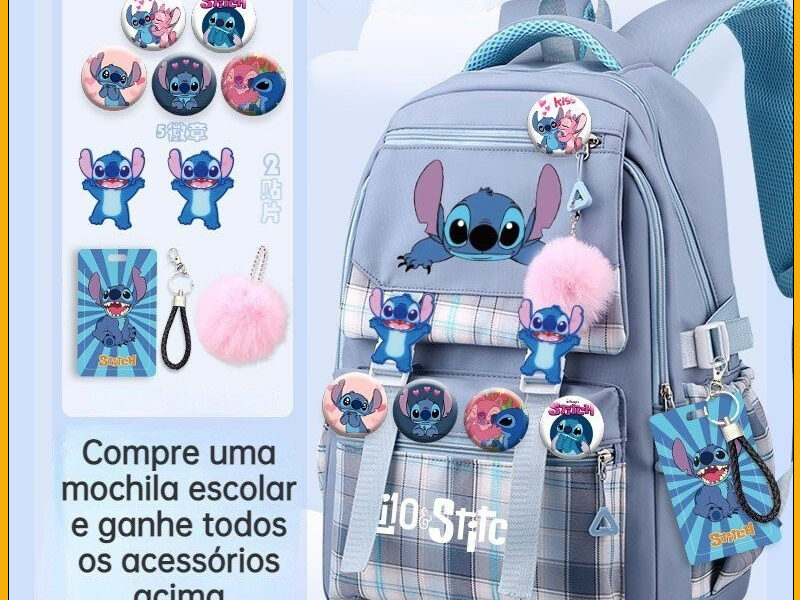 Stitch Large Capacity Children's Light mochila meninas luz mochila impermeável computador EOEC