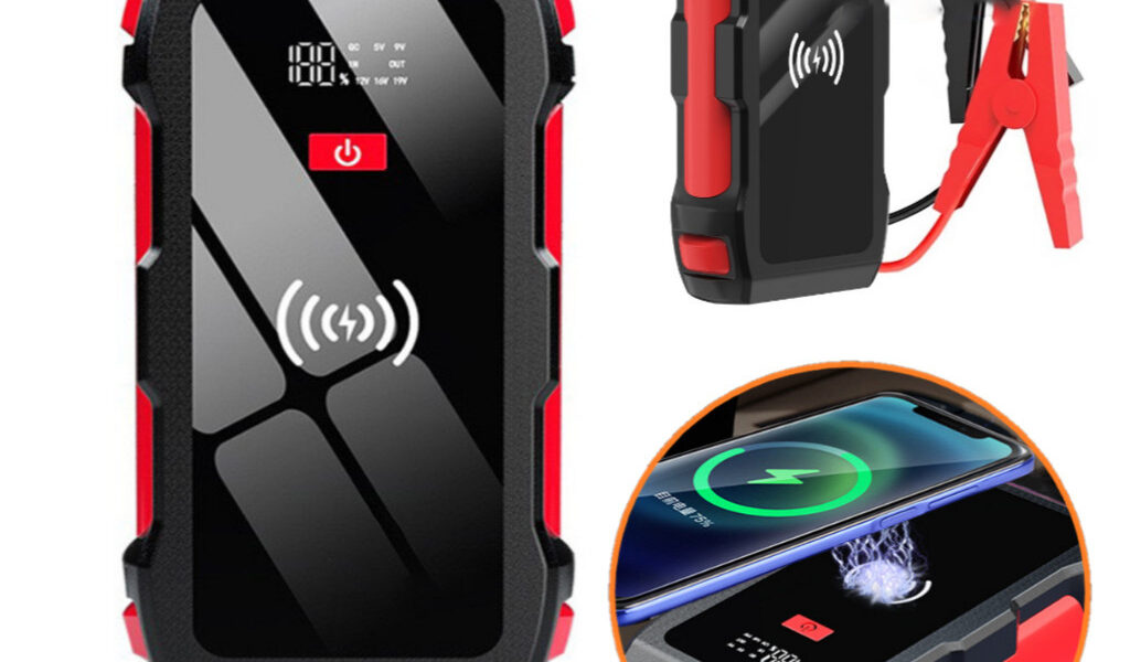 Auxiliador Partida PowerBank Bateria Portátil Multifuncional Carregamento Indução 12000mAh 12V Moto Carro Celular