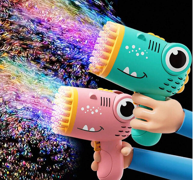 Lançador de Bolhas Dinossauro com 40 Buracos Brinquedo Divertido para Crianças infantil