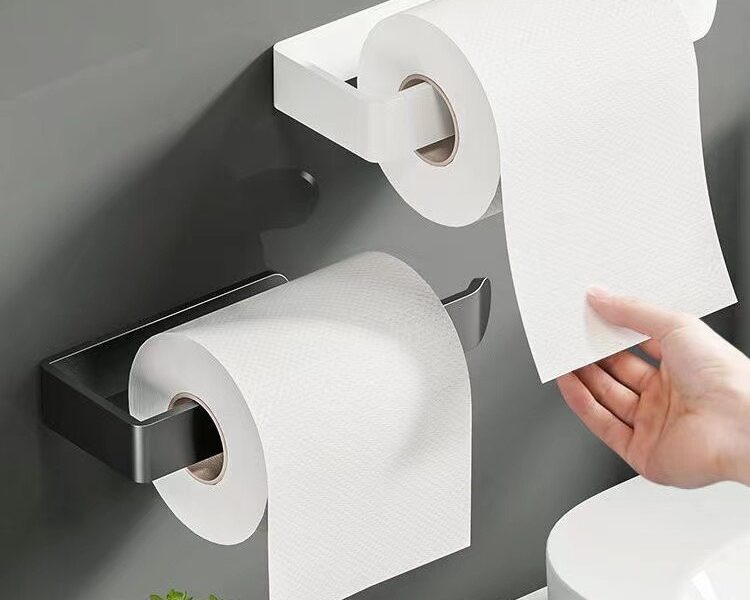 Porta Papel Higiênico Simples Suporte Parede Armário Banheiro sem perfuração Autoadesivo
