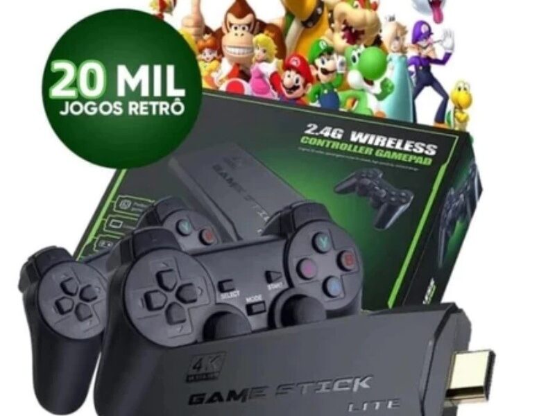 Video Game Stick 4K Com 20000/30000 Jogos 64gb 2 Controles Sem Fio Console Portatil Original