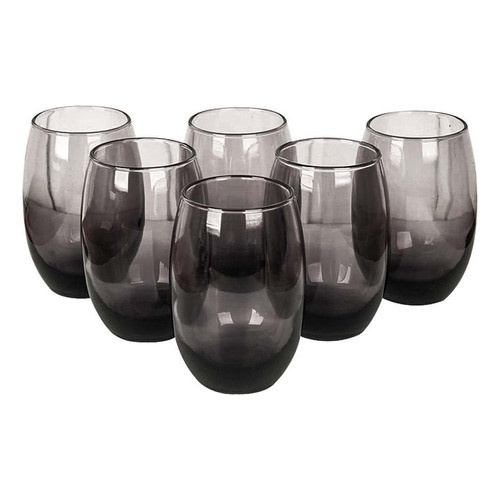 Jogo 6 Copos Luxo Suco Agua Refrigerante Aruba Fumê 465ml