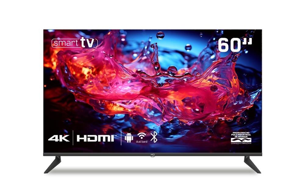 Smart TV HQ 60" 4K tela sem bordas design Slim HQS60NKHM