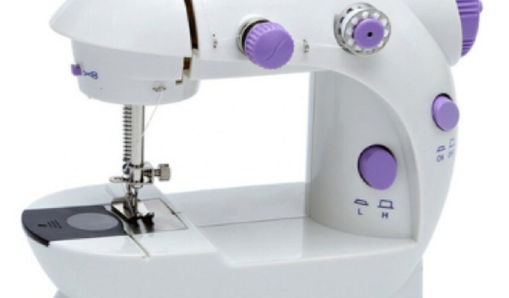 Mini Máquina De Costura Reta Portátil Com Pedal 110v/ 220v Cor Branco