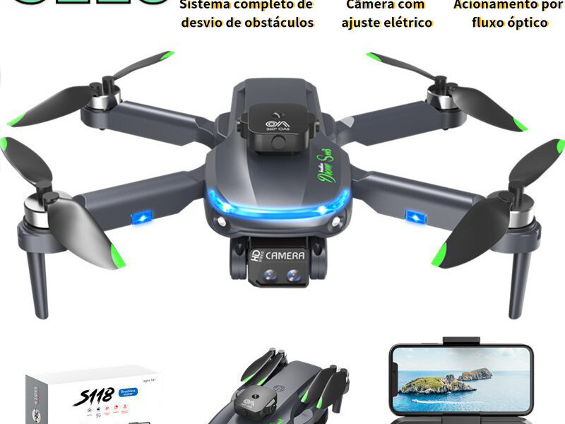 Drone S118 8K HD Com 3 Câmeras, Controle Remoto Sem Escova E Prevenção De Obstáculos