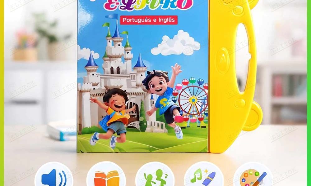 Livro Infantil Bilíngue Português Inglês Livro Interativo com Som Toque Inteligente Educativo Aprendizagem Crianças