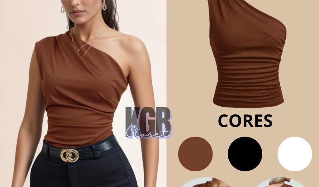 Blusa Feminina Elegante Mula Manca Assimétrica Casual Ombro Único Com Franzido