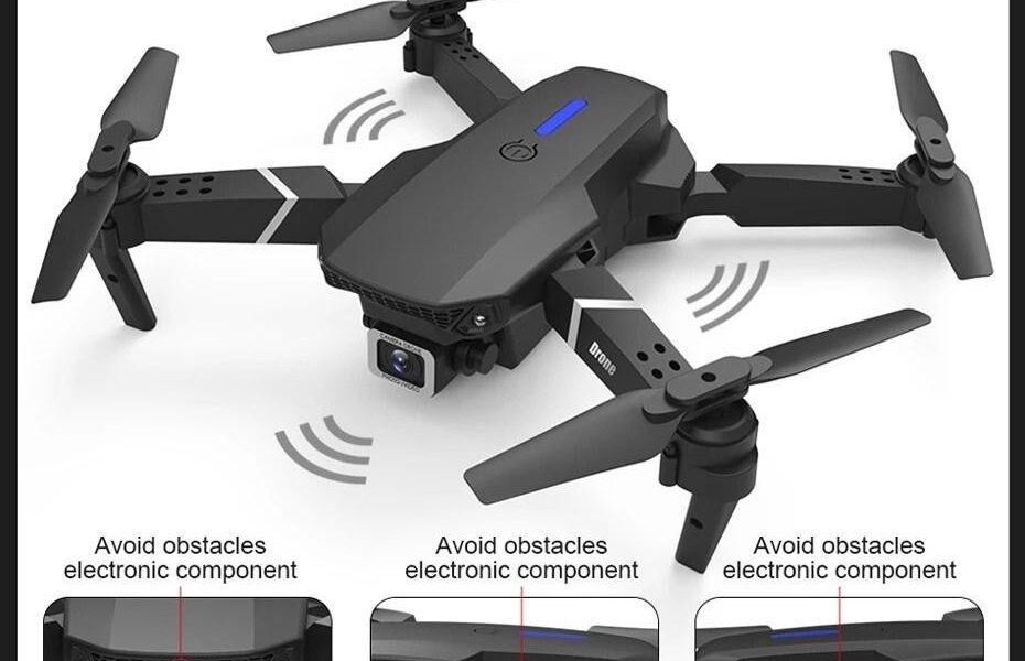 Drone dobrável com 4 baterias para fotografia aérea, equipado com câmeras duplas HD e controle remoto