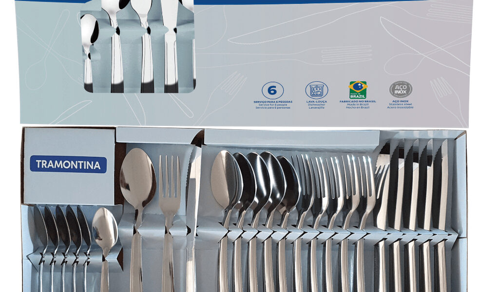 Faqueiro Tramontina Búzios 24 peças talheres em Aço Inox cozinha garfo faca colher