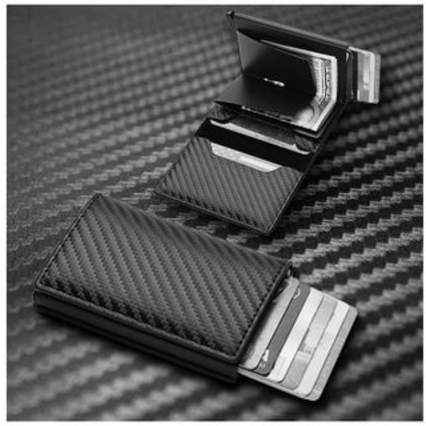 1/2/5 Pcs Carteiras Fibra De Carbono Porta-Cartões Masculina Marca Preta Mágica Tripla De Couro