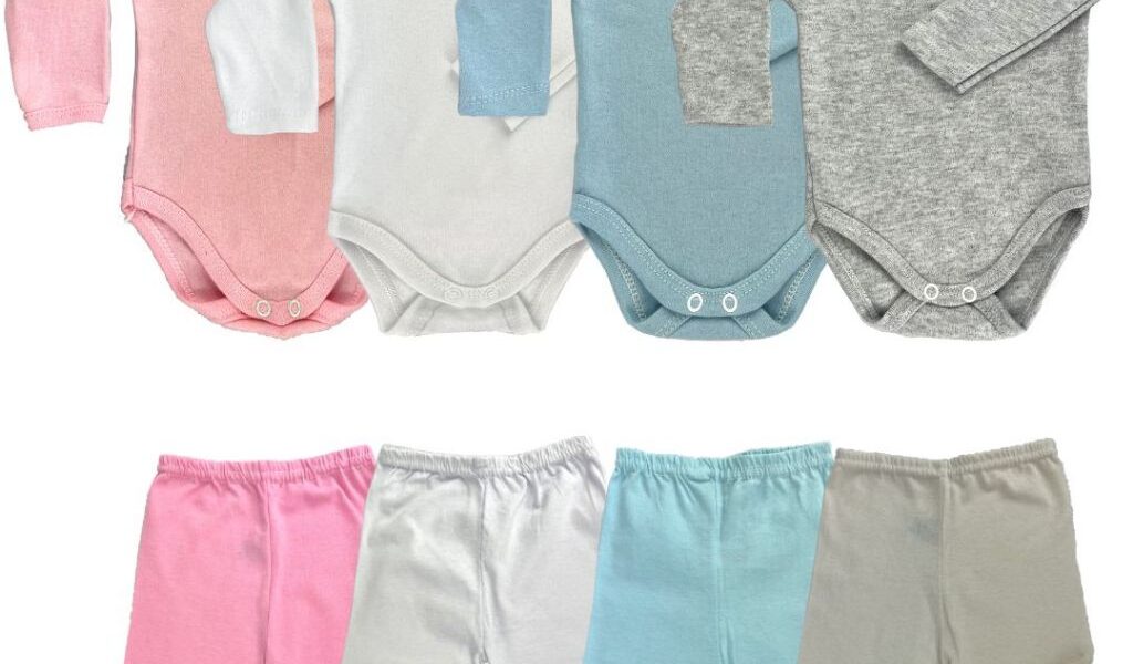 kit 4 peças mijão calça e body manga longa infantil bebe masculino e feminino