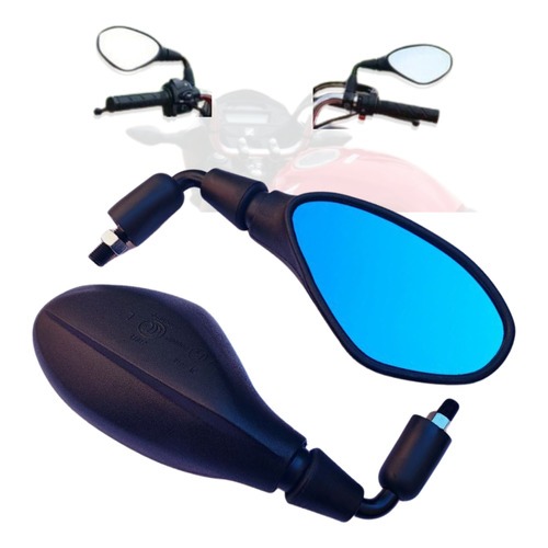 Retrovisor Bmw F800 Haste Curta Rebaixada 90° Convexa Honda Lente Azul