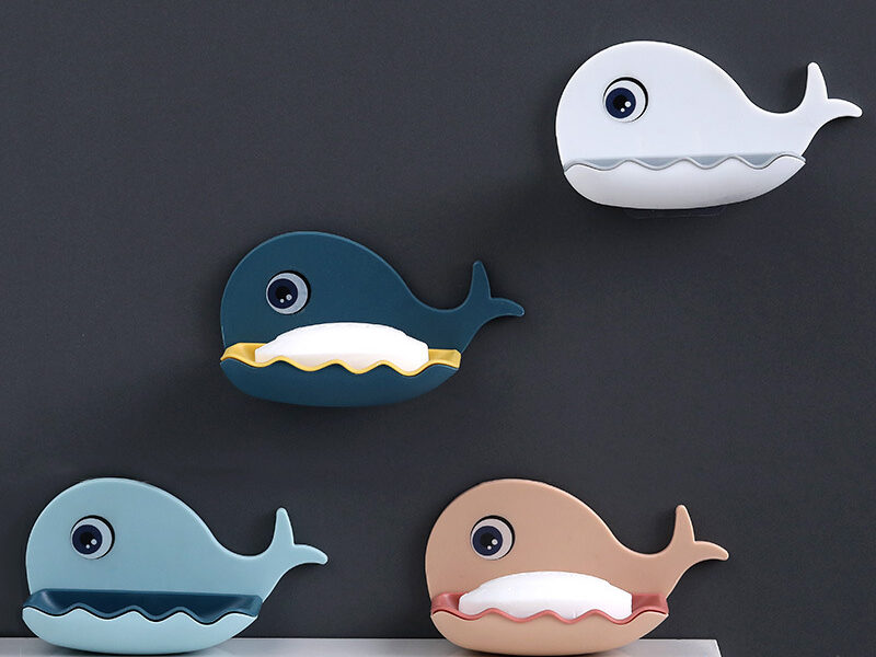 Kit Saboneteira Banheiro Porta Sabonete Baleia Plastico Abs