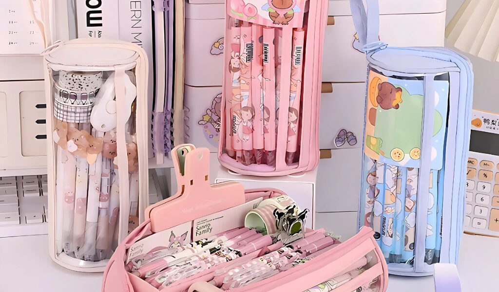 Estojo Organizador Necessaire Transparente Kawaii Viagem Porta Escova Dente Pincel Maquiagem Higiene