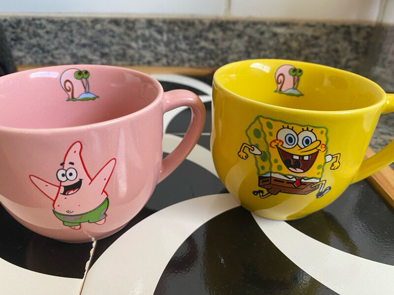 Caneca do Bob Esponja, Presentes Criativos, Geek, Colecionáveis, kit 2 canecas 170ml