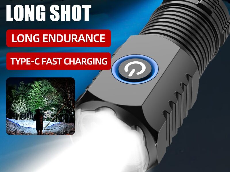 Mini Lanterna Recarregável USB-C com Ímã – 4 Modos de Iluminação