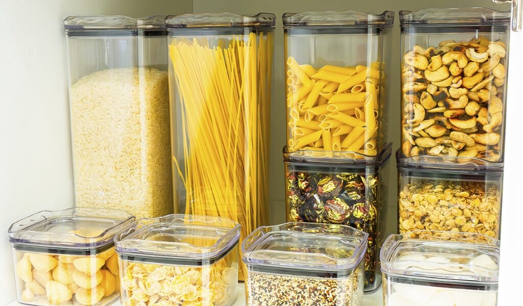 Conjunto de Organizadores Pote Hermético Empilhável em Acrílico Organizador para Alimentos