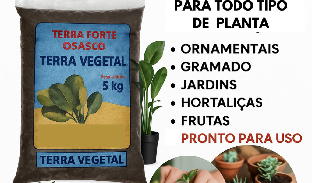 Terra Vegetal Forte 10KG Orgânica Para Plantas - Pronta para o Plantio Jardinagem Jardim