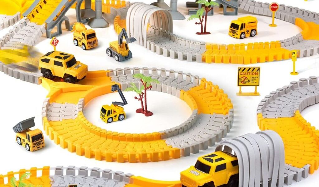 Pista de Carrinhos Construção com 98, 180 e 345 Peças Brinquedo Infantil com Carrinho