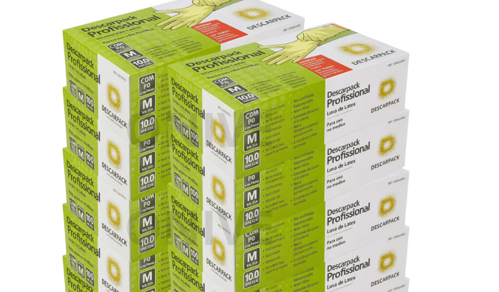 Kit 10 Luvas Látex Descartável Procedimento Com Pó 1000 Unidades