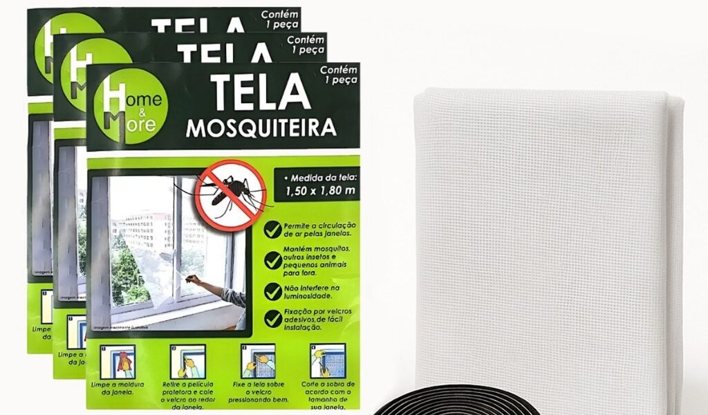 Kit 03 Tela Mosquiteiro 150x180cm Velcro Adesivo Janela Anti Inseto