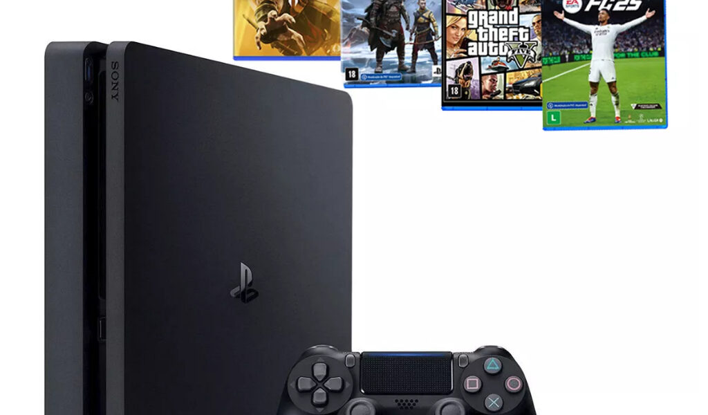 Sony Playstation 4 500gb Ps4 Slim + Ea Fc Fifa 25 + God Raganarok + Gta 5 + Mkt 11