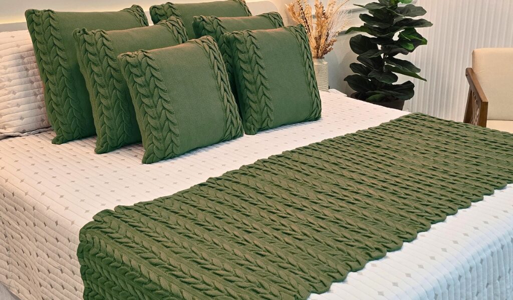 Peseira Manta Tricot Sofá Cama Casal Queen King Aconchego Home Decor - SOMENTE A PESEIRA